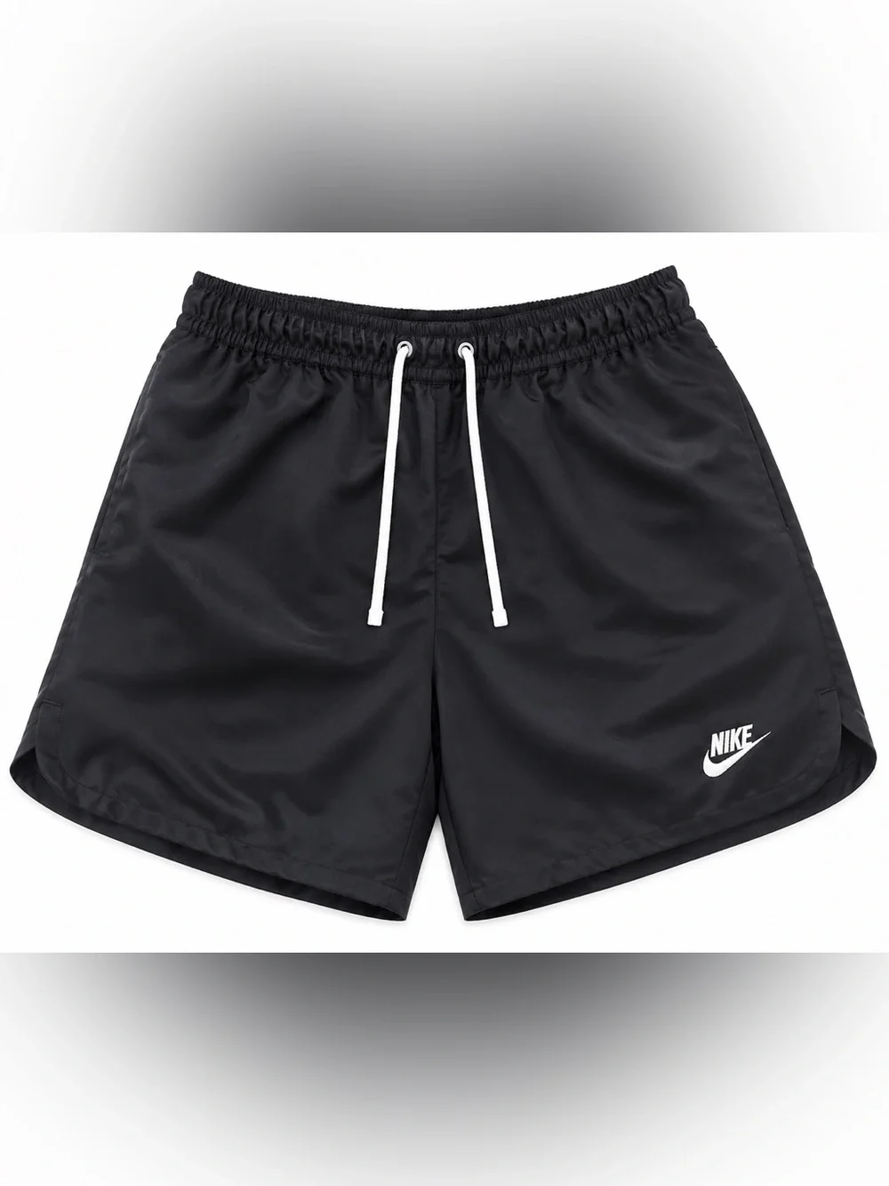 Nike Black Woven Flow Athletic Shorts with White Drawstring